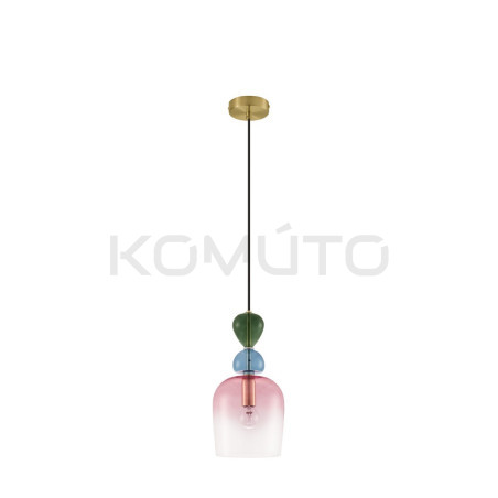 Szklana lampa wisząca Rainbow różowa kolorowe szkło