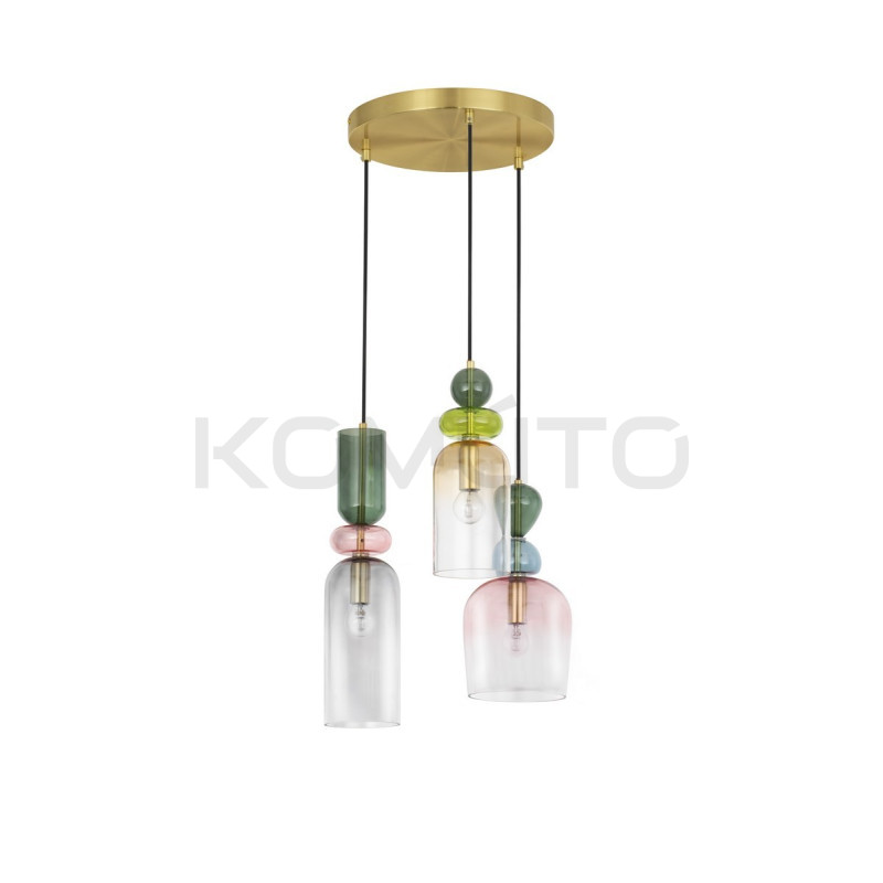 Szklana lampa wisząca Rainbow 3 kolorowe szkło