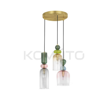 Szklana lampa wisząca Rainbow 3 kolorowe szkło