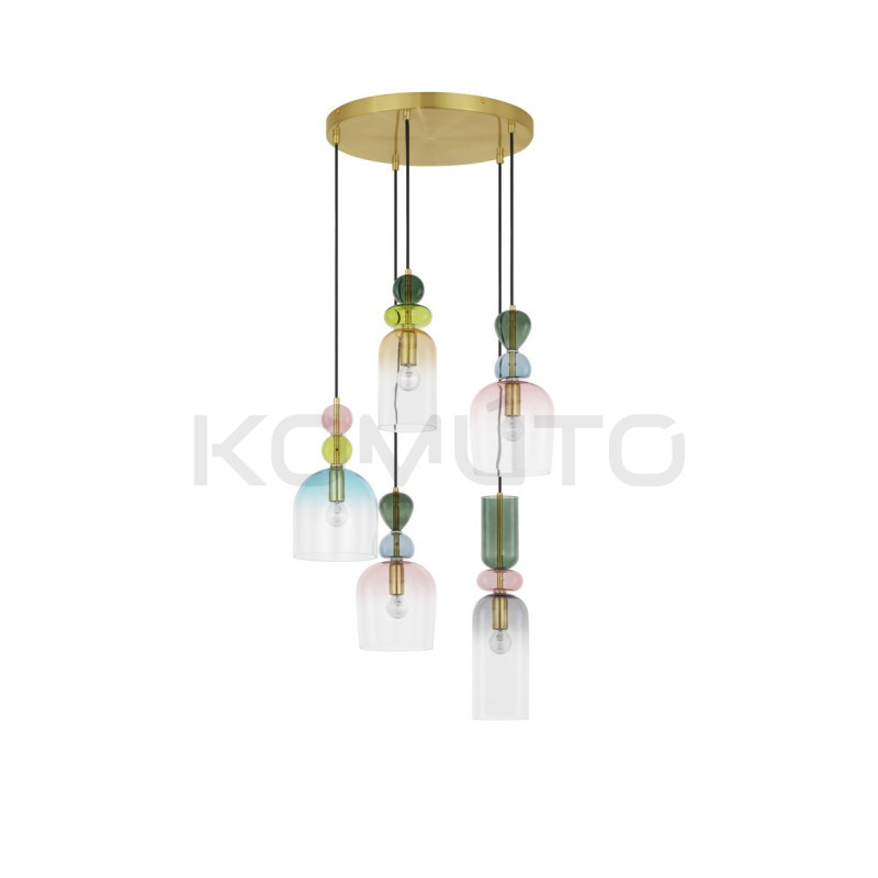 Szklana lampa wisząca Rainbow 5 kolorowe szkło delikatna