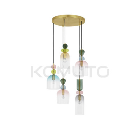 Szklana lampa wisząca Rainbow 5 kolorowe szkło delikatna