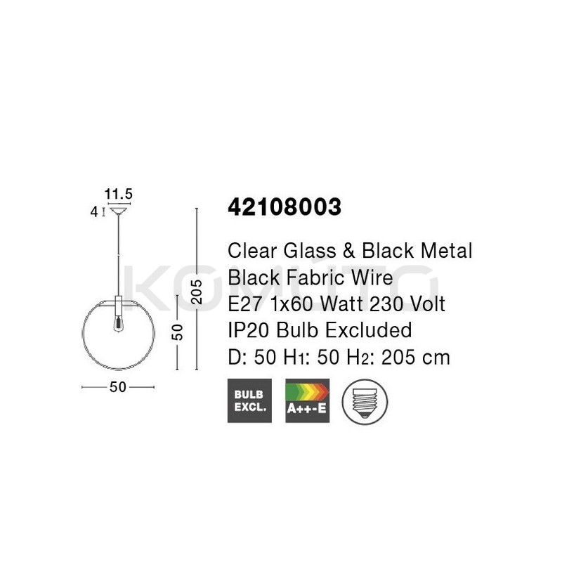 Lampa Wisząca Sandra bezbarwne szkło 50 kula Lampa Wisząca Sandra bezbarwne szkło 50 kula