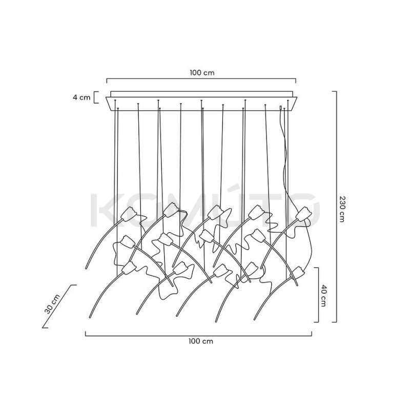 Lampa wisząca TULIPPE 14 LINE glamour złota Lampa wisząca TULIPPE 14 LINE glamour złota