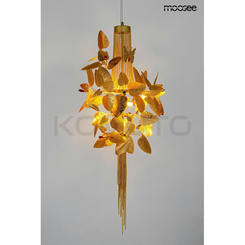 Lampa wisząca glamour PARADISO złota motyw roślinny