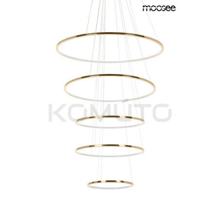 Lampa wisząca RING SLIM5 złotych okręgów do wysokiego salonu
