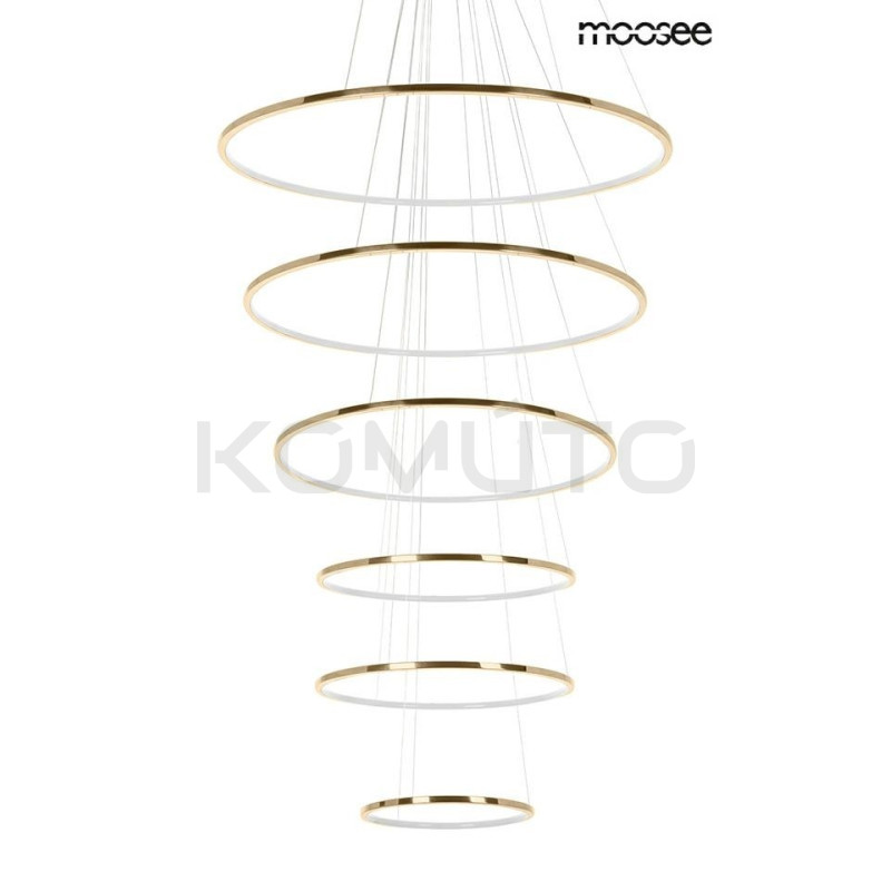 Lampa wisząca glamour RING SLIM XL 6 złotych okręgów wysoka