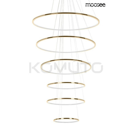 Lampa wisząca glamour RING SLIM XL 6 złotych okręgów wysoka