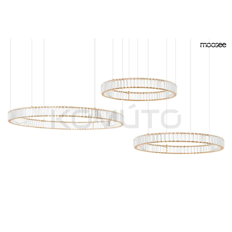 Lampa wisząca glamour potrójna LIBERTY 3B złota kryształowa