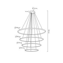 Lampa wisząca glamour RING SLIM M 4 złote okręgi Lampa wisząca glamour RING SLIM M 4 złote okręgi
