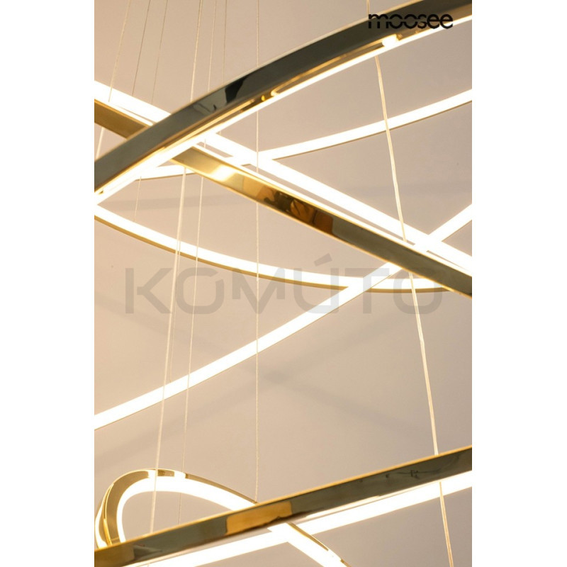 Lampa wisząca glamour RING SLIM XL 6 złotych okręgów wysoka Lampa wisząca glamour RING SLIM XL 6 złotych okręgów wysoka