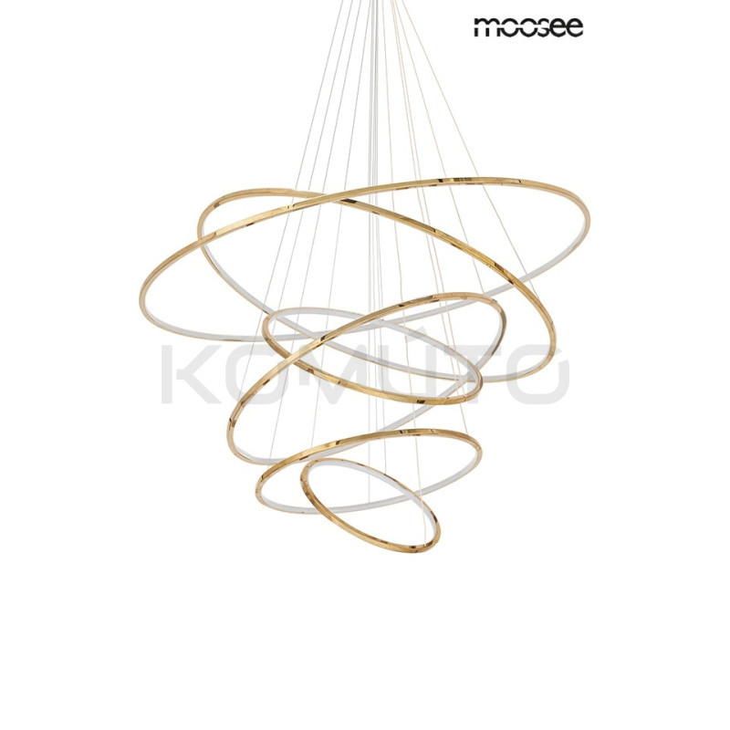 Lampa wisząca glamour RING SLIM XL 6 złotych okręgów wysoka Lampa wisząca glamour RING SLIM XL 6 złotych okręgów wysoka