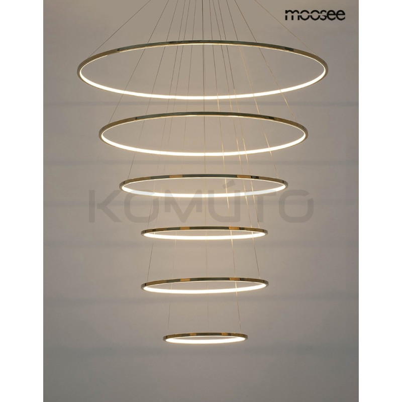 Lampa wisząca glamour RING SLIM XL 6 złotych okręgów wysoka Lampa wisząca glamour RING SLIM XL 6 złotych okręgów wysoka
