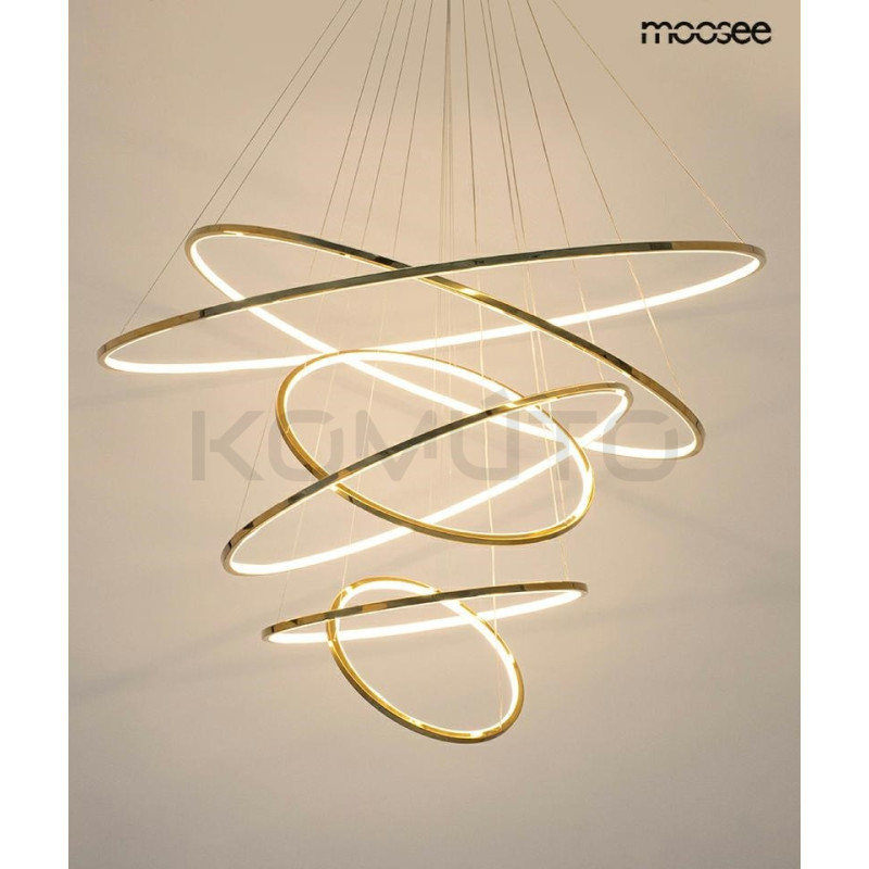 Lampa wisząca glamour RING SLIM XL 6 złotych okręgów wysoka Lampa wisząca glamour RING SLIM XL 6 złotych okręgów wysoka