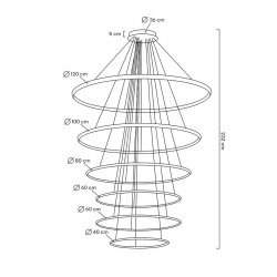 Lampa wisząca glamour RING SLIM XL 6 złotych okręgów wysoka Lampa wisząca glamour RING SLIM XL 6 złotych okręgów wysoka