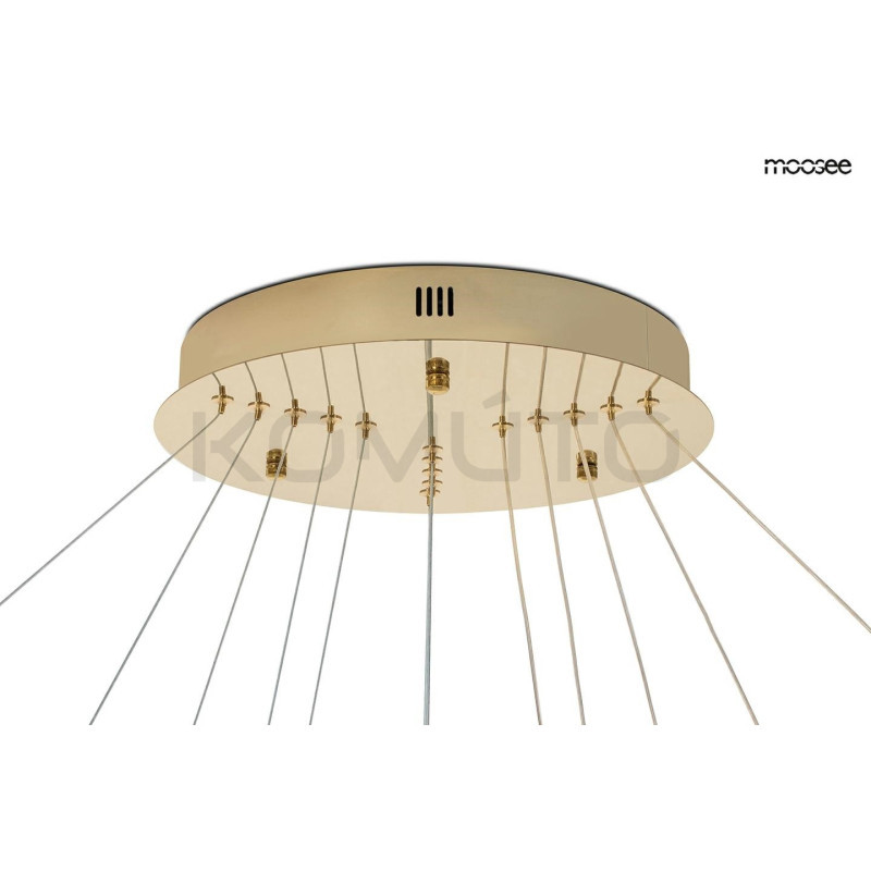 Lampa wisząca RING SLIM5 złotych okręgów do wysokiego salonu Lampa wisząca RING SLIM5 złotych okręgów do wysokiego salonu