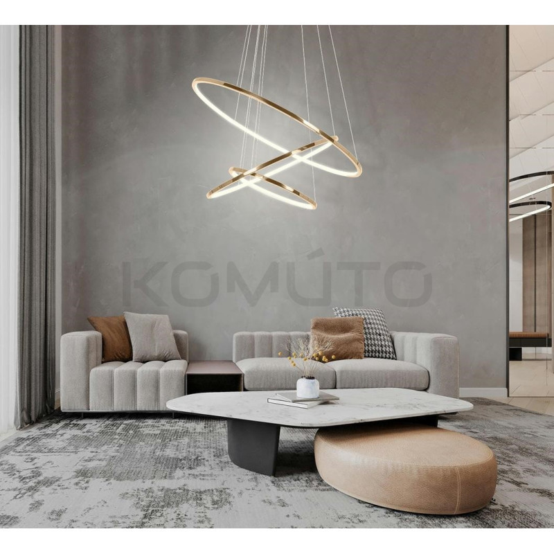 Lampa wisząca glamour RING SLIM S złota do salonu