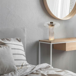 Szklana lampa stołowa ICAR złota bezbarwne szkło