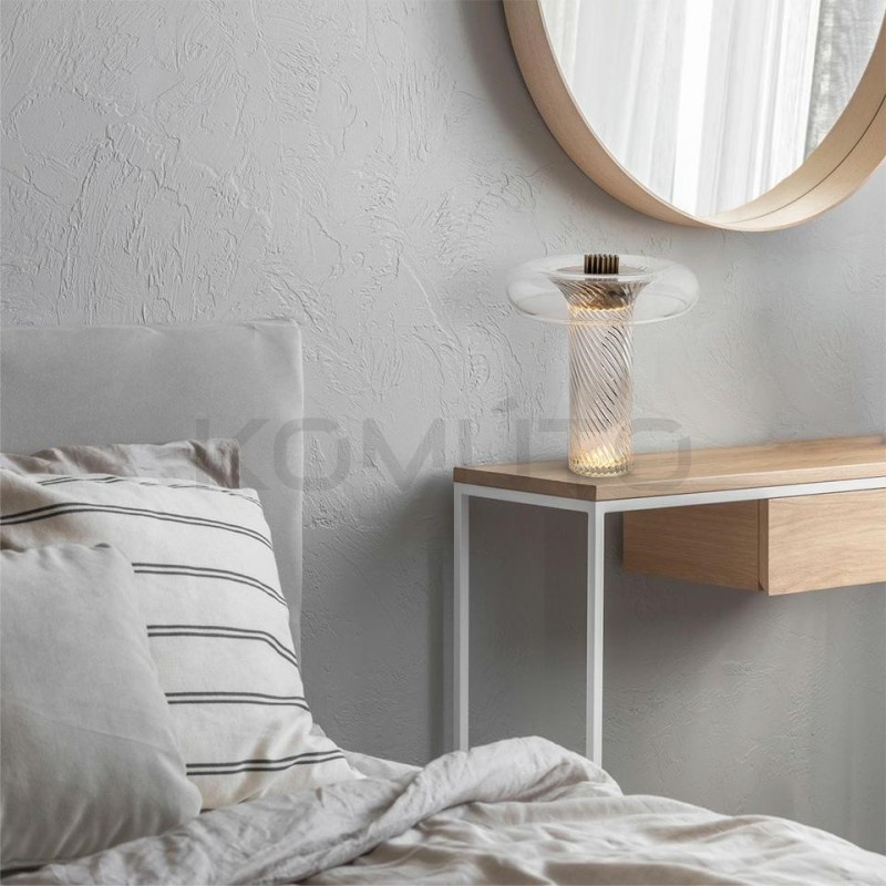 Szklana lampa stołowa ICAR złota bezbarwne szkło