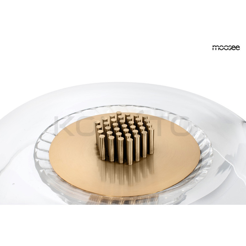 Szklana lampa stołowa ICAR złota bezbarwne szkło