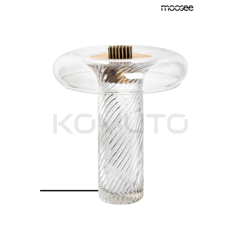 Szklana lampa stołowa ICAR złota bezbarwne szkło