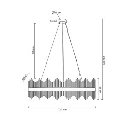 Lampa wisząca glamour Florens 120 złota kryształowe pałeczki