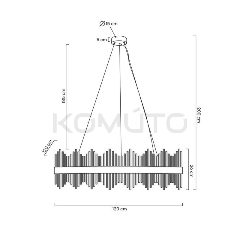 Lampa wisząca glamour Florens 120 złota kryształowe pałeczki