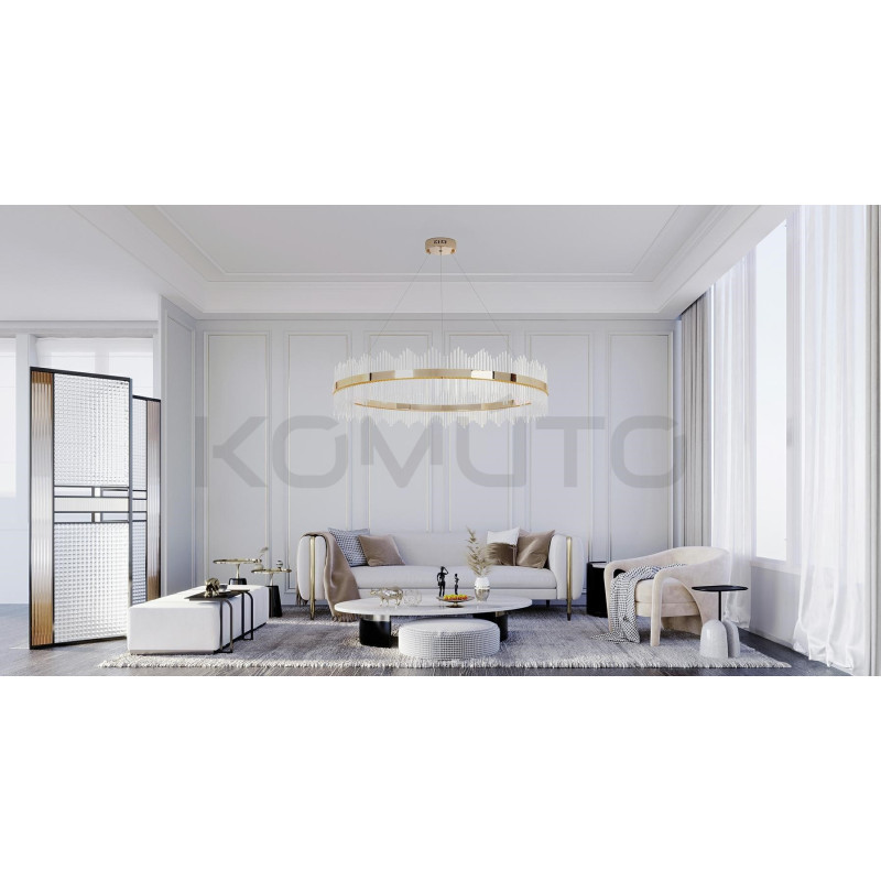 Lampa wisząca glamour Florens 120 złota kryształowe pałeczki