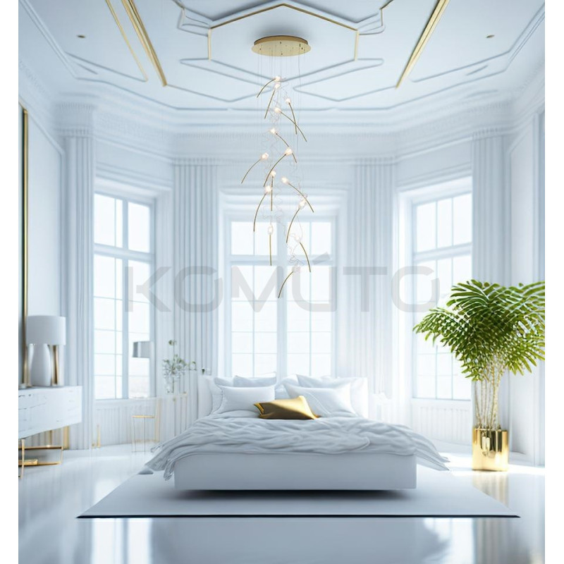 Lampa wisząca TULIPPE 14 DISC glamour złota motyw roślinny Lampa wisząca TULIPPE 14 DISC glamour złota motyw roślinny