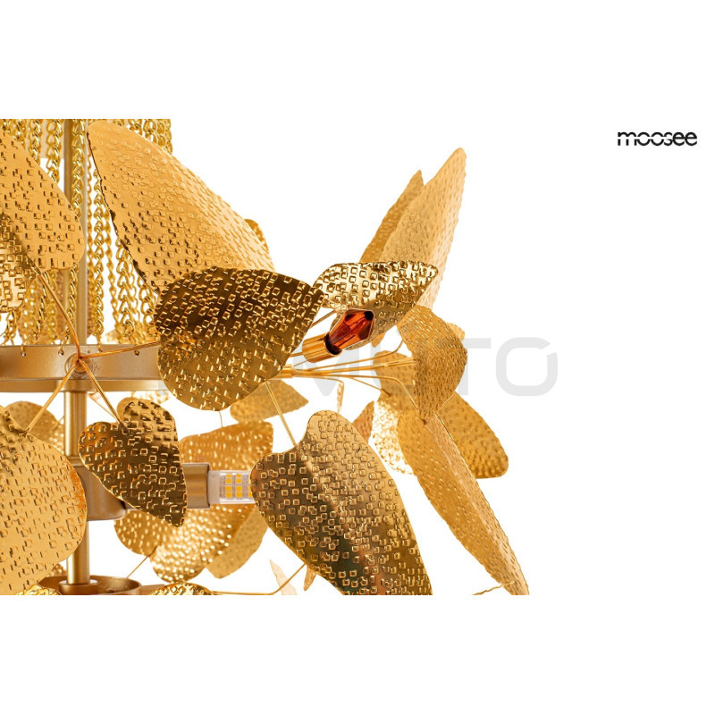 Lampa wisząca glamour PARADISO złota motyw roślinny