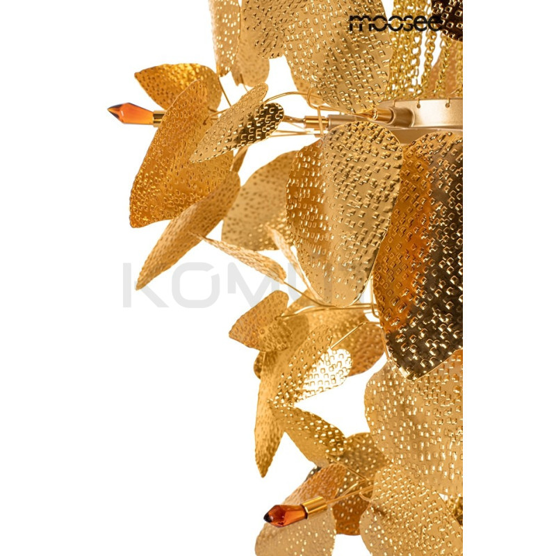 Lampa wisząca glamour PARADISO złota motyw roślinny