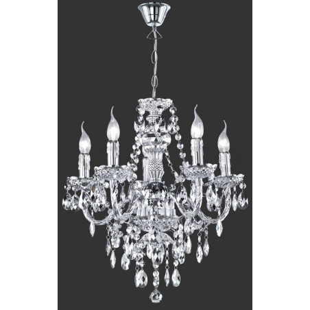 Żyrandol glamour Baroc 5 srebrny z kryształkami