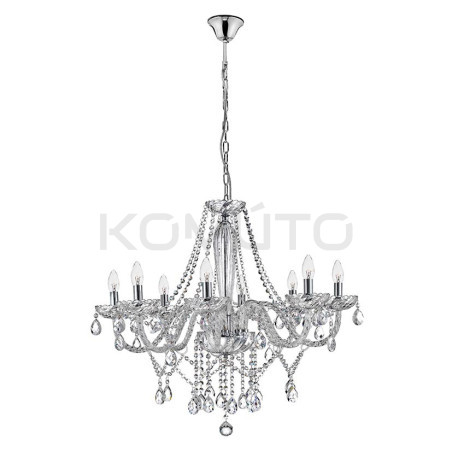 Kryształowy Żyrandol glamour Palace 8 srebrny barokowy