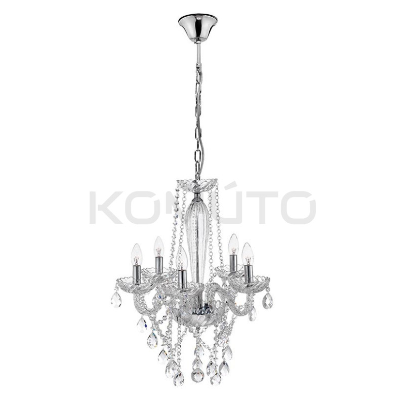 Kryształowy Żyrandol glamour Palace 5 srebrny barokowy