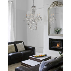 Kryształowy Żyrandol glamour Palace 5 srebrny barokowy