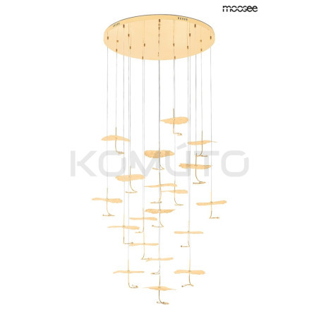 Designerska Lampa wisząca LEAFS DISC złota do wysokiego salonu