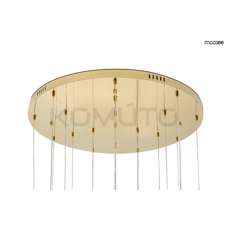 Designerska Lampa wisząca LEAFS DISC złota do wysokiego salonu Designerska Lampa wisząca LEAFS DISC złota do wysokiego salonu