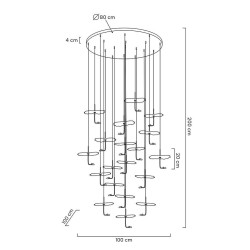 Designerska Lampa wisząca LEAFS DISC złota do wysokiego salonu Designerska Lampa wisząca LEAFS DISC złota do wysokiego salonu
