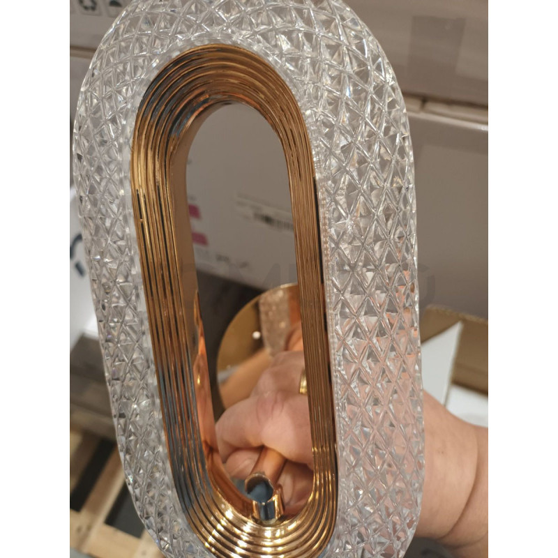 Kinkiet kryształowy JEWEL złoty wydłużony owal