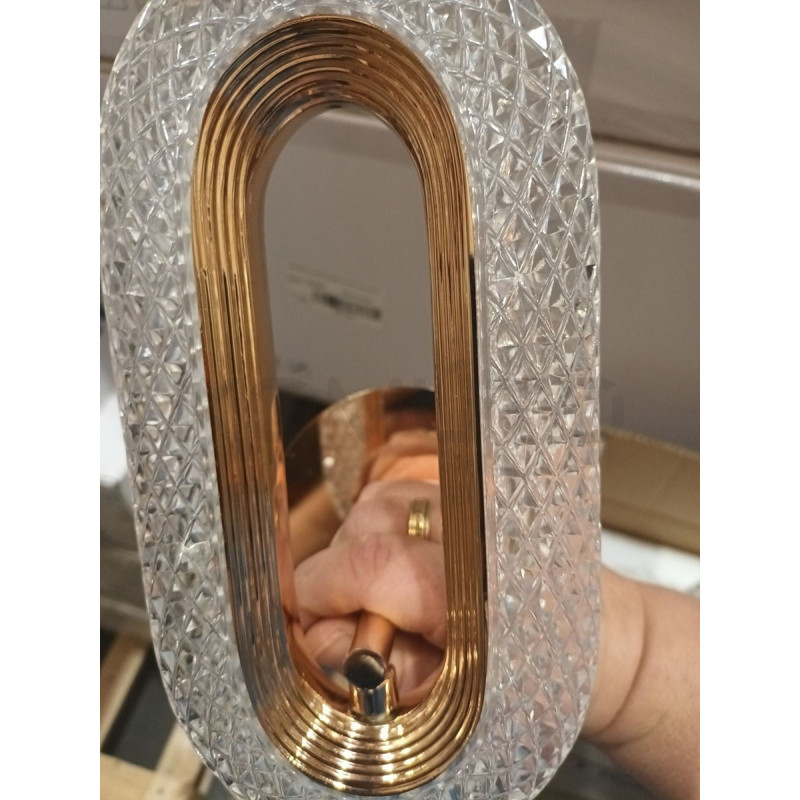 Kinkiet kryształowy JEWEL złoty wydłużony owal