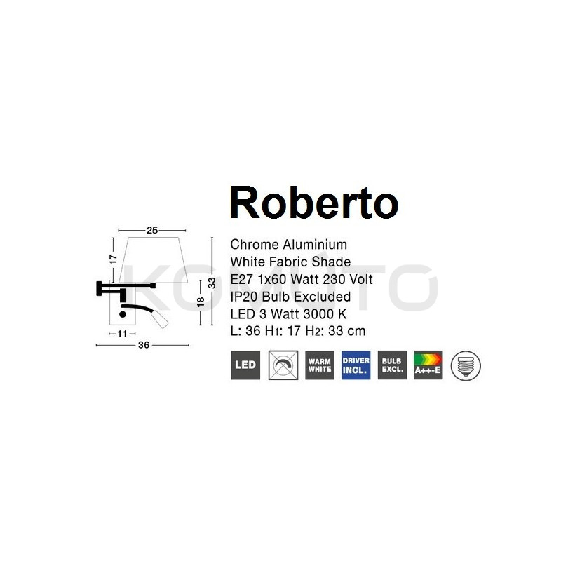 Kinkiet Roberto podwójny z ramieniem i z elastycznym srebrny