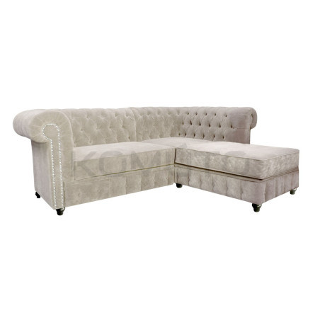 Welurowy Narożnik Chesterfield Lady 220x150 cm do salonu
