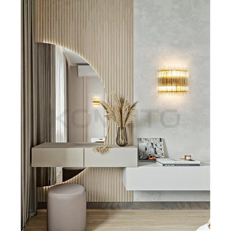 Kinkiet glamour PALACE złoty z kryształkami szklanymi  Kinkiet glamour PALACE złoty z kryształkami szklanymi