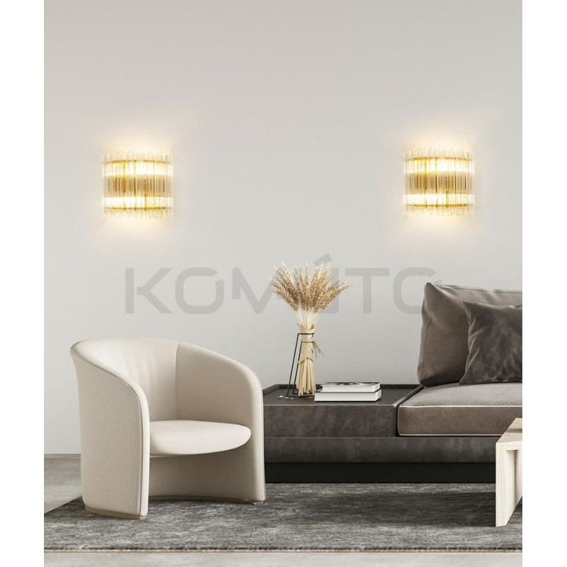 Kinkiet glamour PALACE złoty z kryształkami szklanymi  Kinkiet glamour PALACE złoty z kryształkami szklanymi