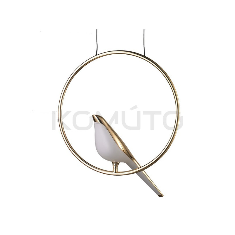 Lampa wisząca glamour Tit BIRD ptaszek na huśtawce złoty
