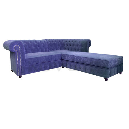 Narożnik Chesterfield z dłuższą otomaną Lady 220x200 cm