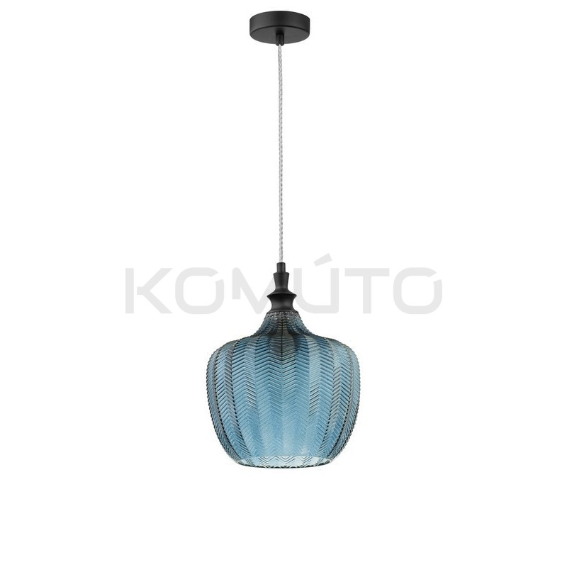 SZKLANA LAMPA WISZĄCA Monro NIEBIESKA vintage