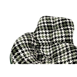 Fotel bujany zielona pepitka Fatty eko-skóra drewniane płozy