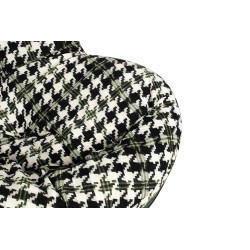 Fotel bujany zielona pepitka Fatty eko-skóra drewniane płozy