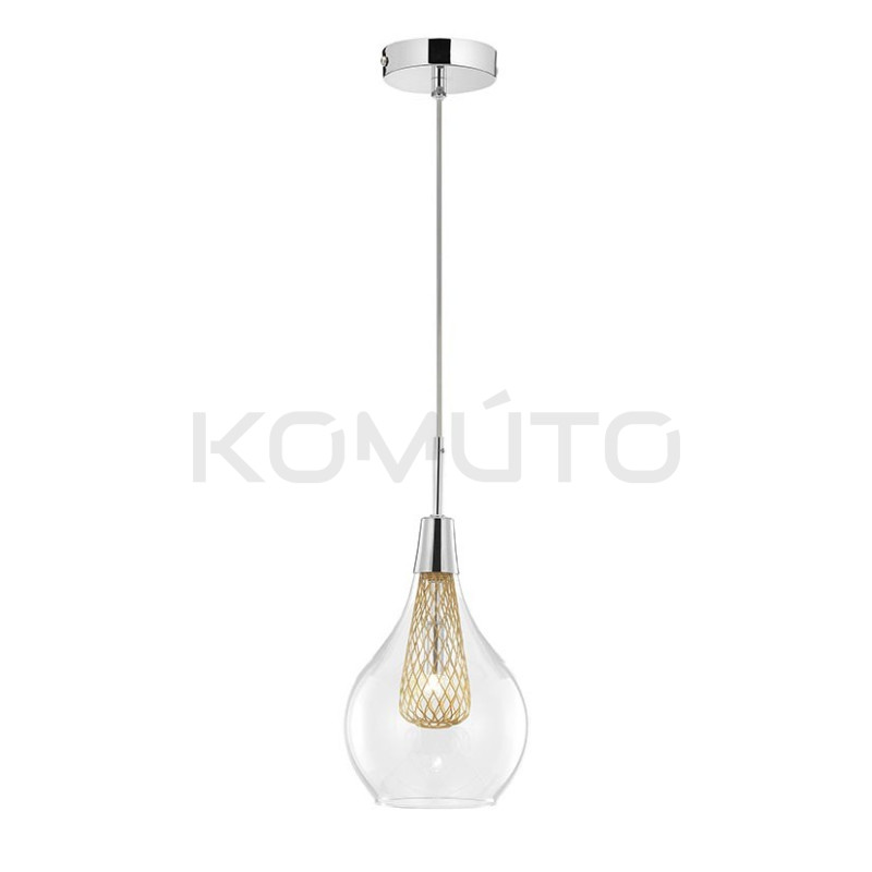 Szklana Lampa Wisząca Frame Bulb przezroczysta złota