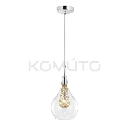 Szklana Lampa Wisząca Frame Bulb przezroczysta złota
